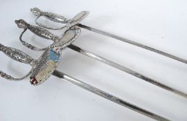 3 Masonic ceremonial swords complete with the leather scabbards dating to the 1960's