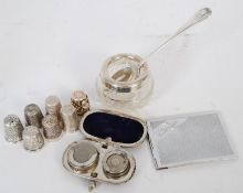 A collection of silver and white metal silver items to include 4 thimbles marked for silver (some