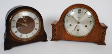 A vintage 1930's Smiths mantel clock along with another also being a Smiths clock.