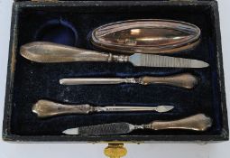 An early 20th century silver hallmarked cased ladies manicure set. Dated for Birmingham 1918,