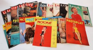 A collection of vintage assorted magazines to include Marilyn Monroe Photoplay, Look, Life etc. Many