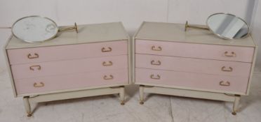 2 ( pair ) of original 1950`s G-Plan chest of drawers. Turned legs wth stretchers supporting low