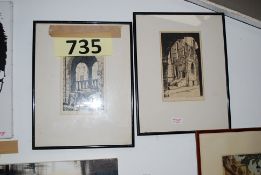 3 line engraving artist proof prints of views including Chipping Campden.