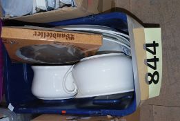 A box to include chamber pots, poutney platters etc.