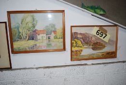 AW Wallace - Two 20th century water colours along with 2 others.