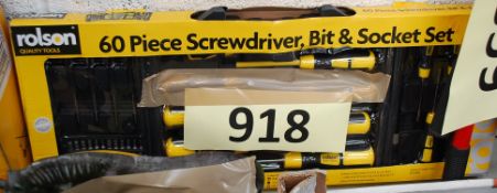 A new and sealed Rolson 60 pice screwdriver set