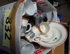 A box to including kitchenalia, teasmaid kettle, coronation cup.