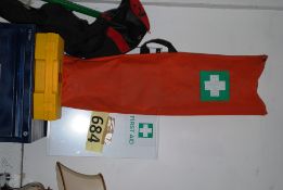 A first aid box, stretcher etc.