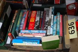 A box of military / army books to include falklands, battle of the atlantic etc.