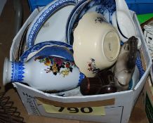 A mixed lot to include horse figurines, plates, and other period china wares etc.