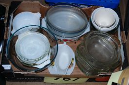 A box of vintage pyrex  dishes