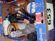 A good mixed lot of china to include a Ruebens ware vase, Barometer, decanter and other items