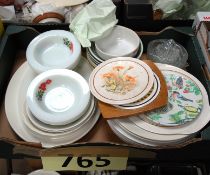 A box of mixed plates, dishes etc