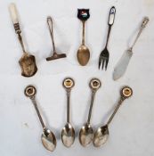 An unusual set of Bristol Phoenix Motorcycle club enamel set spoons together with other older