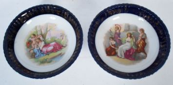 A pair of 19th century Staffordshire bowls with transfer print decoration after Angelica Kaufman