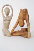 Two 20th century artistic studies of figures in wood