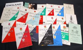 A collection of vintage rugby sport programmes of England International's against France.