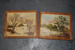 Panaotta (?) 1904 pair of oil on canvases of woodland scenes. 22cm x 27cm