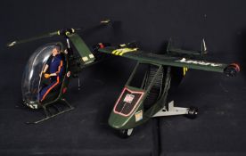 An original 1960's Action Man helicopter (with original figure) along with an Action Man aeroplane.