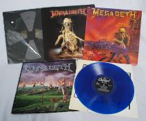 RECORDS: music albums by Megadeath x3 to include Youthanasia on blue vinyl and Metalica