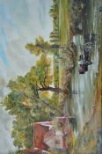 C Woodman (After Constable) 'The Haywain' framed oil on board signed to lower corner. 49cm x 69cm