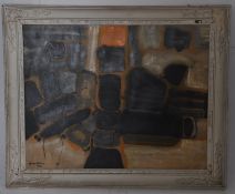 George Williams. Original mixed media abstract oil on board painting. Signed with notation from