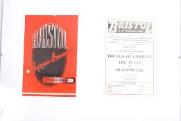 A framed 1960's theatre programme from the Bristol Hippodrome, Shakespeares plays by the Old Vic