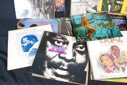 A collection of mainly Jazz / blues records in carry case.