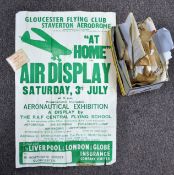 An original Gloucester Flying Club Airplane poster together with a good collection of Ephemera