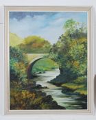 Charles Smith (20th century) oil on board of river scene, signed to corner. 49cm x 39cm.