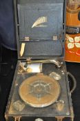 A vintage 20th century portable Decca Cressendo Gramaphone for parts or repair.The case being lined