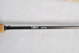 A Orvis 7ft 6" #4 Brook Fly fishing rod in plastic tube and rod bag. Also a Hardy Graphite 8ft #5/