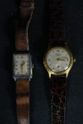 2 vintage Junghans German watches. Both on leather straps, one being 15 jewel, the other a 17