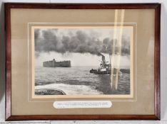 A large framed photograph with plaque, presented to John Chater - Navigating Officer during the