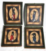 A set of 4 silouhette portraits on metal of soldiers.All set within frames