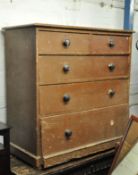 A Victorian painted pine large 2 over 3 chest of drawers. The 2 short over 3 graduating deep