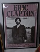 An original Eric Clapton framed music concert poster for the August tour 1980's bearing notation for