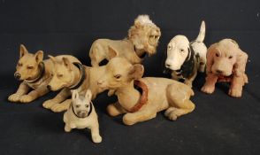 A collection of 1950's and 1960's toy model nodding animals to include dog, lion, deer.