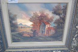 K Able (20th century) watercolour scene, signed to lower corner.