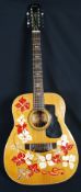 A twelve string custom painted by Kusma acoustic guitar, with hand decoration to body, and signed by