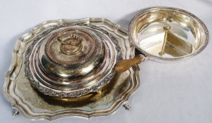 A quantity of early 20th century silver plate, including tray etc. 23cm long.