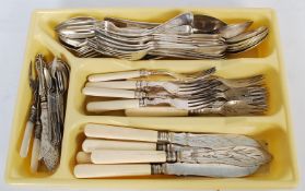 A large quantity of antique silver plate flatware cutlery.