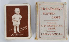 A set of 'Hello Daddy, Guess What I've Got?' Frys chocolate advertising playing cards, with original