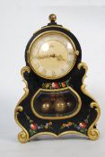 A decorative chinoserie decorated German Kundo Anniversary clock.having black case, handpainted