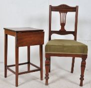 A Victorian mahogany single bedroom chair having green upholstery together with a 19th century solid