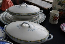 A Wood & Sons pair of china tureens complete with lids together with a set of 3 matching graduating
