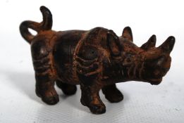 A small iron rhinoceros figurine, believed to be roman in origin. With hand worked detail. 8cm long