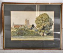 A good 20th century watercolour of church scene