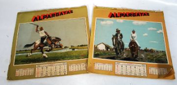 Two 1940`s folk art calendars by Buenos Aires artist, Florencio Molina Campos, each depicting