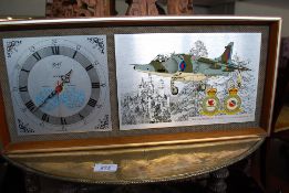 A retro 1970`s Quartz RAF Harrier display clock along with a vintage Agent motoring advertising